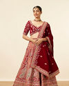 Mustard Red Embroidered Bridal Lehenga